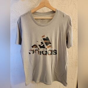 Gray Adidas T-Shirt with Camouflage Logo